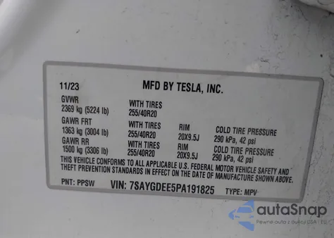 2023 Tesla Model Y Awd/Long Range Dual Motor All-Wheel Drive from USA, damaged, VIN 7SAYGDEE5PA191825